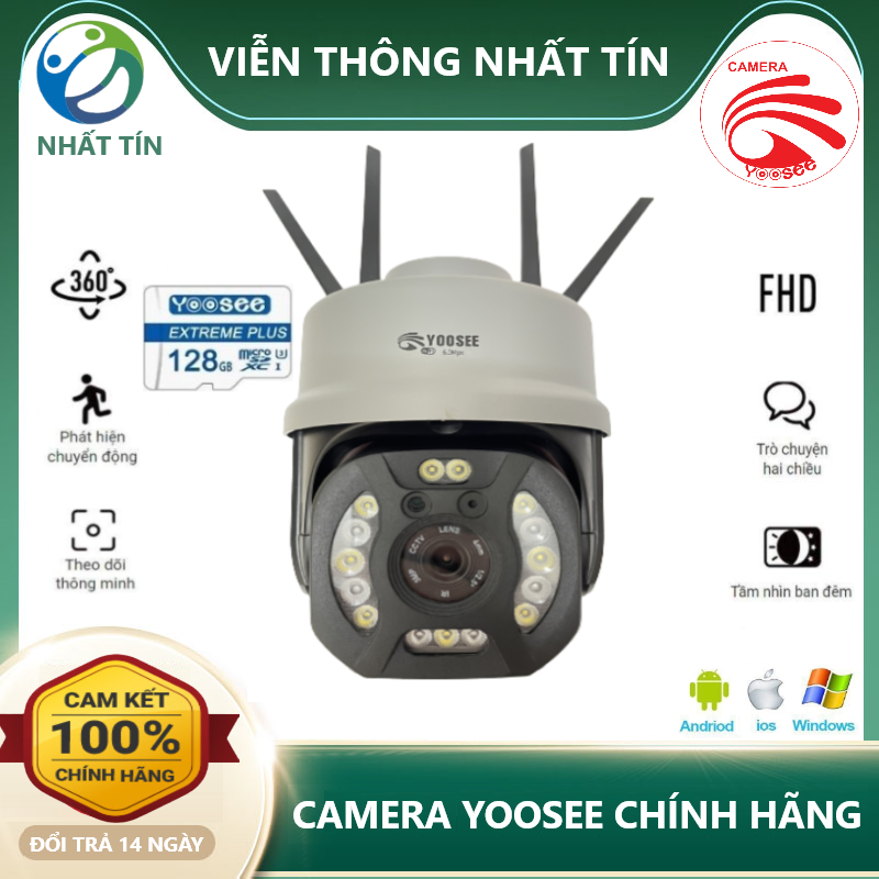 Camera wifi yoosee 4 râu 17 led full hd 5.0mpx siêu nét chuyên dụng ngoài trời xoay 360