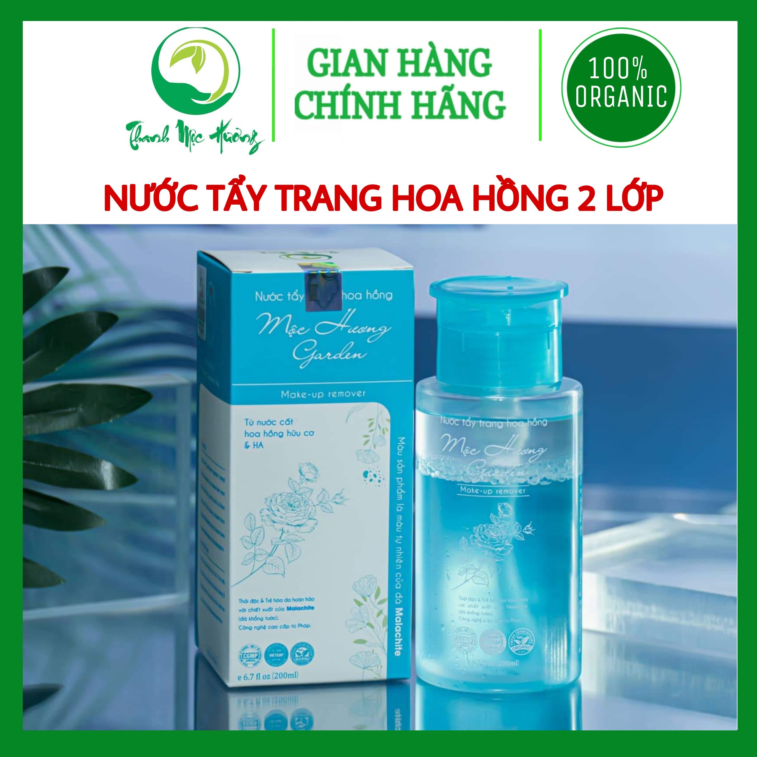 Nước tẩy trang hoa hồng 2 lớp mộc hương garden 200ml