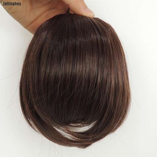 Fringe Clip Ở Trên Bangs, Tóc Nối Thẳng Nâu Đen * Thích Tóc Người