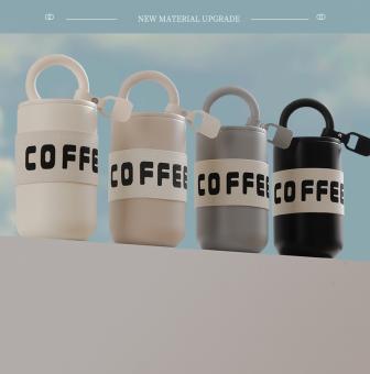 Bình giữ nhiệt khóa tròn INOX 304 kèm dây đeo FASION COFFE 450 ml  siêu thời trang  - binh giư nhiet inox - ly giu nhiet inox - ly cà phê inox