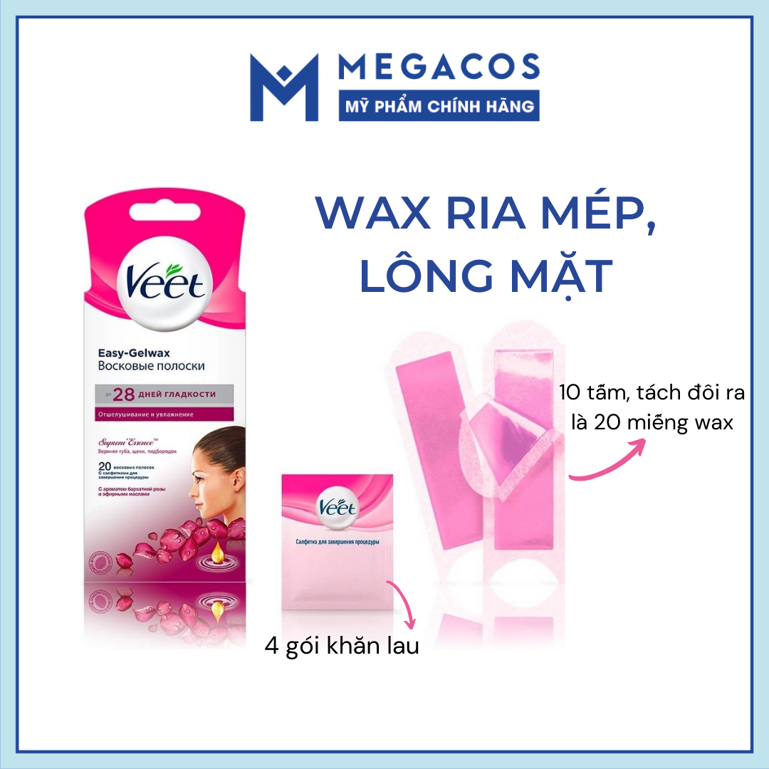 Wax VEET triệt lông mặt và tẩy ria mép bằng giấy hiệu quả