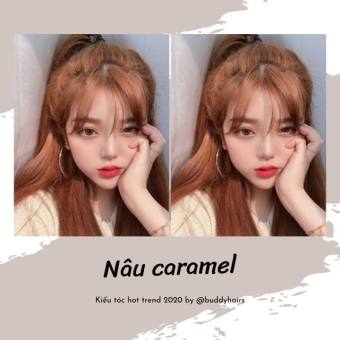 Thuốc nhuộm tóc màu Nâu caramel + Tặng trợ nhuộm, gang tay