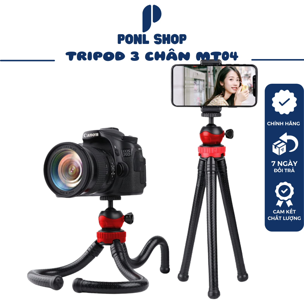 Giá đỡ điện thoại , máy ảnh Selfiecom MT04 dạng tripod 3 chân bạch tuộc uốn dẻo