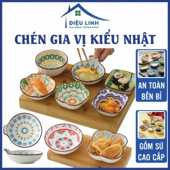 Chén Đĩa Bát Đựng Nước Chấm Gia Vị Họa Tiết Thổ Cẩm Phong Cách Nhật Bản Gốm Sứ Cao Cấp, Chén Sứ Ăn Dậm Kiểu Nhật Chén Đĩa Bát Đựng Nước Chấm Gia Vị Họa Tiết Thổ Cẩm Phong Cách Nhật Bản Gốm Sứ Cao Cấp Dieulinshop