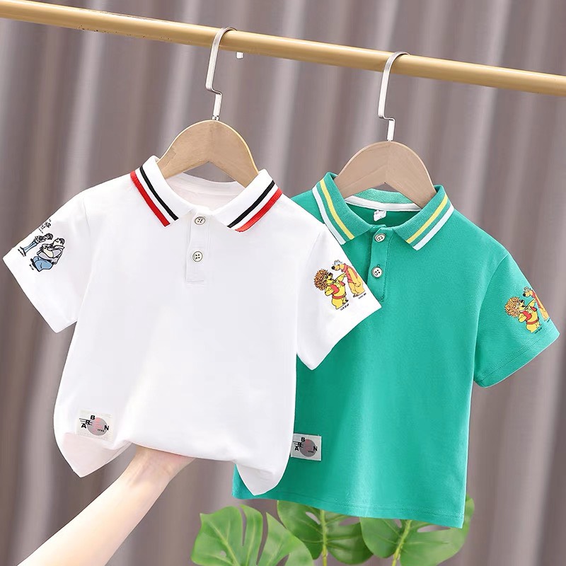 Áo Cộc Bé Trai, Áo POLO In Hình Tay Áo Chất Cotton Cao Cấp cho Bé Từ 8 - 27kg SUMO CITY