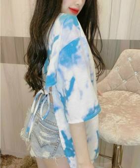 Áo Thun Kiểu Hở Lưng Phối Loang Nhiều Màu Form Rộng Kiểu Dáng Mới Hot Trend . DT