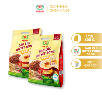 Combo 2 sản phẩm Bột ngũ cốc Gạo lức huyết rồng Canxi Việt Đài túi 600g