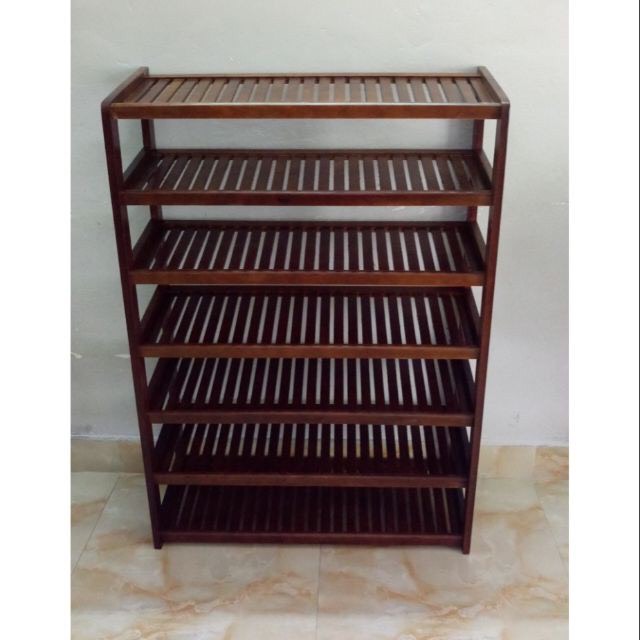 Kệ giày dép 7 tầng rộng 60cm gỗ cao su tự nhiên
