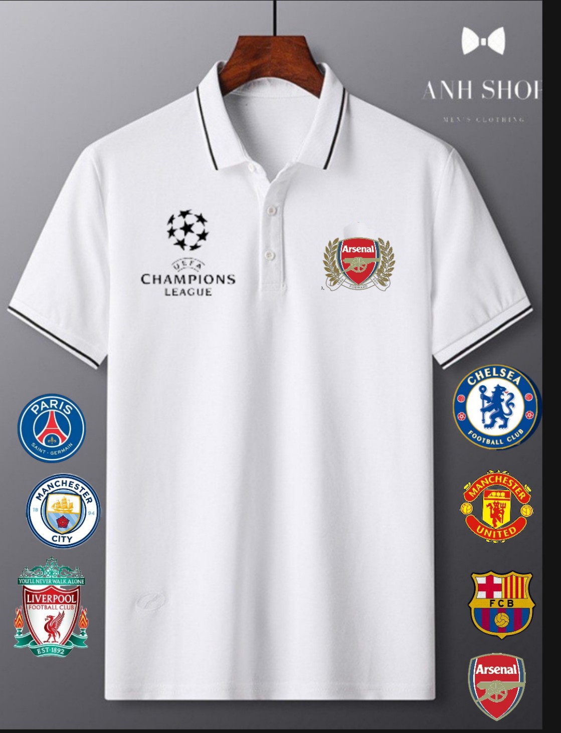 ÁO THUN POLO NAM NỮ IN 3D HÌNH CÂU LẠC BỘ ARSENAL, FCB, MU TRẺ TRUNG, NĂNG ĐỘNG (NHIỀU CLB)