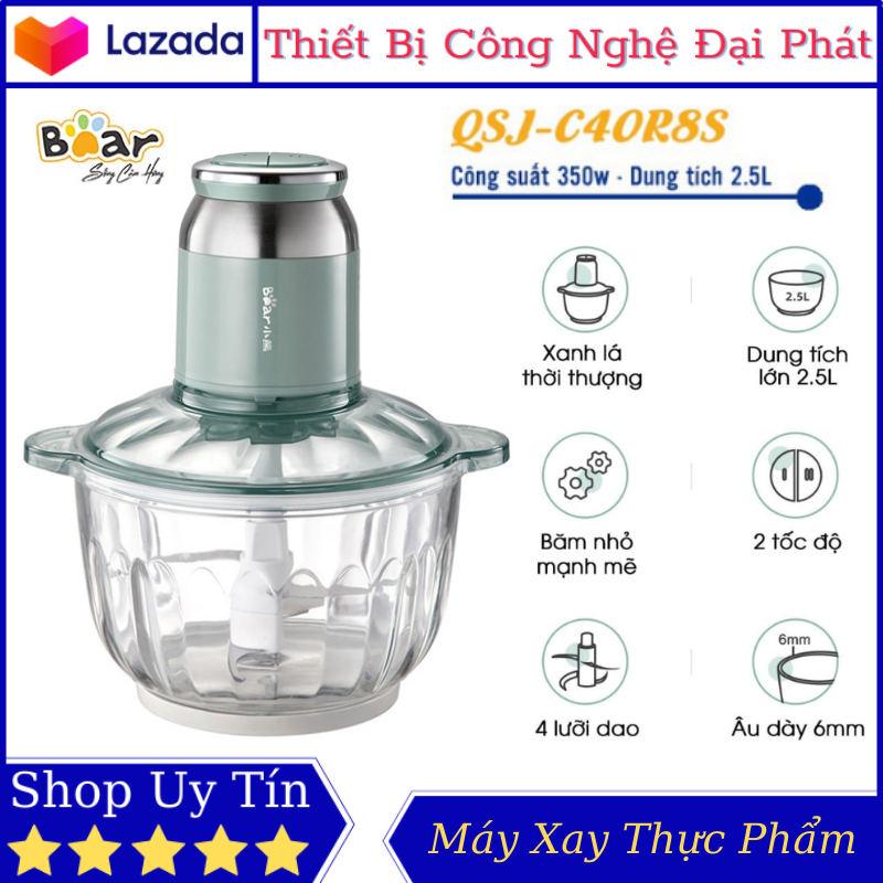 Máy xay thực phẩm đa năng bear qsj c04r8s máy xay thịt đa năng 350w với cối xay thủy tinh 2.5 lít