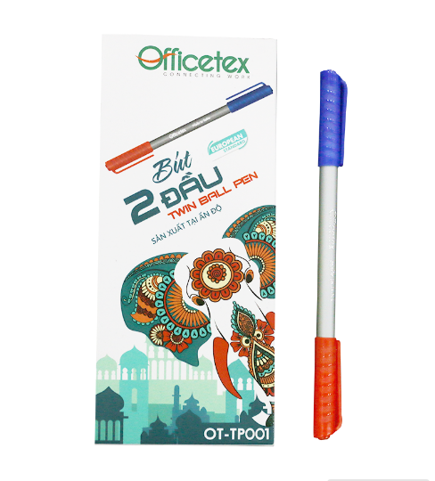 [ Xả hàng ] Bút gel bút nước cao cấp mực xanh + mực đỏ 2 đầu tiện lợi Officetex hàng nhập khẩu Ấn Độ 20 cây/hộp giá rẻ
