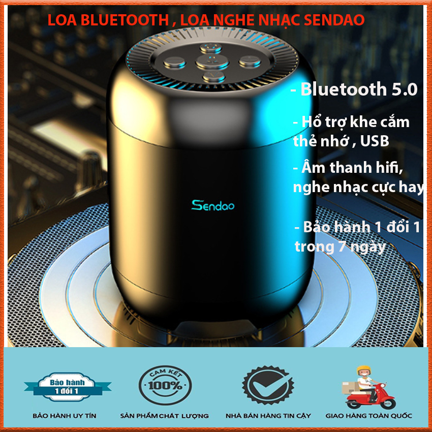 Loa bluetooth Sendao bass mạnh pin trâu 1200mAh kết nối xa - loa nghe nhạc tiện dụng