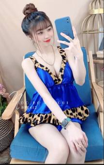 ĐỒ MẶC NHÀ NGỦ PHỐI REN BEO CÓ MÚT NGỰC VẢI PHI BÓNG DÀY MỊN SIÊU MÁT FREESIZE DƯỚI 60KG