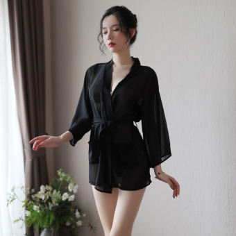 Áo Choàng voan lụa sexy - Màu đen