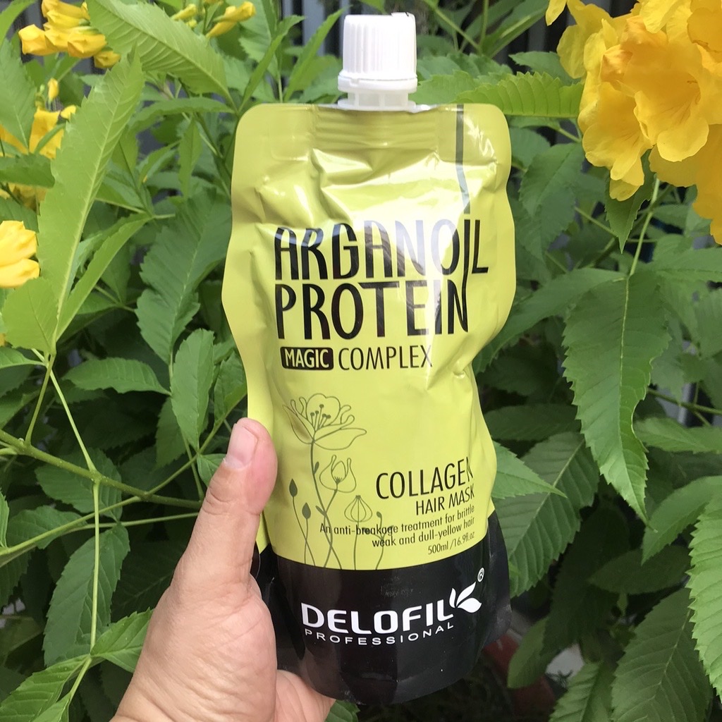 Hấp dầu Collagen Delofil Arganoil Protein siêu mượt 500ml