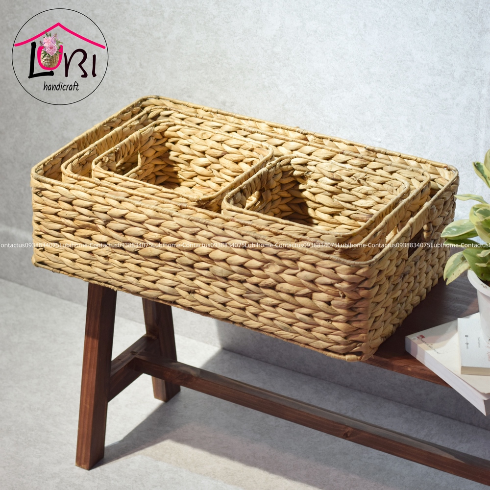 - Khay đựng đồ đan lục bình bo góc - đẹp, tiện dụng