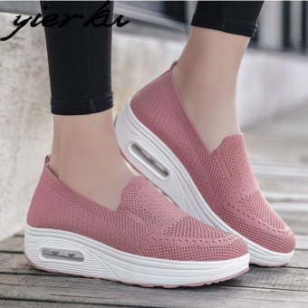Yierku2022 giày nữ mới giày tăng chiều cao giày đơn thoải mái giày đơn giản giày lười giày lưới thoáng khí