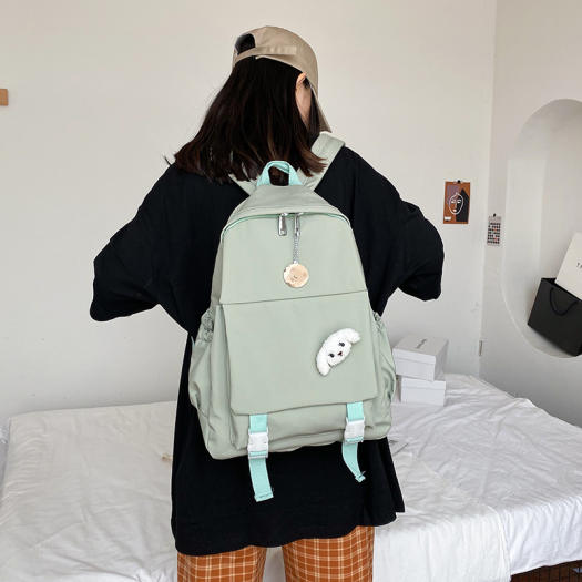 Balo cặp đi học học sinh nữ cấp 2, 3 màu đen, hồng, cam, lục, lam thời trang dễ thương
