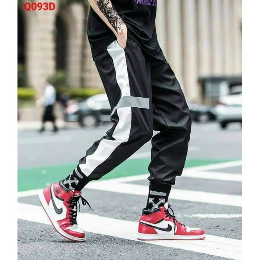 Quần Dù Sọc Viền Phản Quang Siêu Hot Thời Trang Unisex Năng Động Trẻ Trung
