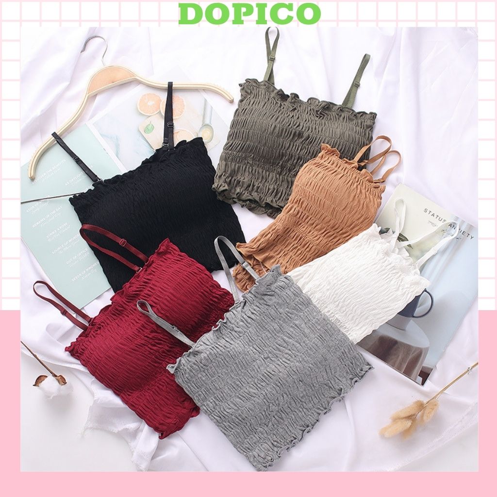 Áo Bra Nữ 2 Dây Dopico Nhún Dáng Dài Phong Cách Áo Cropop Cực Xinh 6843