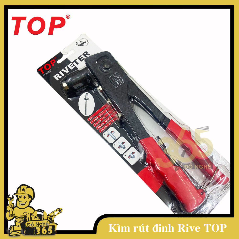 Kìm rút tán đinh Rive TOP , kìm chuyên dùng rút đinh rive , có 4 đầu lỗ rút chuyên cho ngành nhôm kính