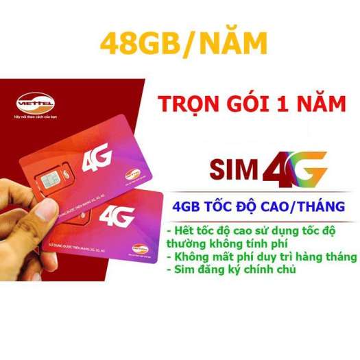 Sim Viettel vào mạng 1 năm D500 ( mua 1 lần dùng cả năm )