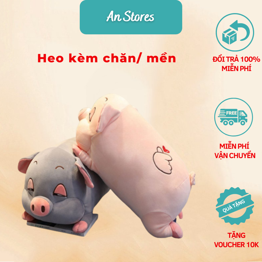 Heo bông kèm chăn mền siêu dễ thương