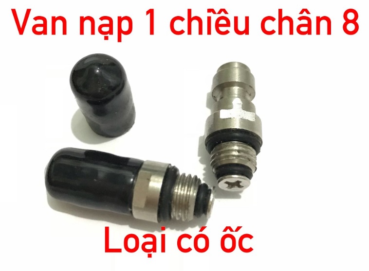 Van nạp một chiều chân 8mm loại có ốc + kèm 1 nắp chắn bụi -- van nạp khí van nạp 1 chiều chân ren v