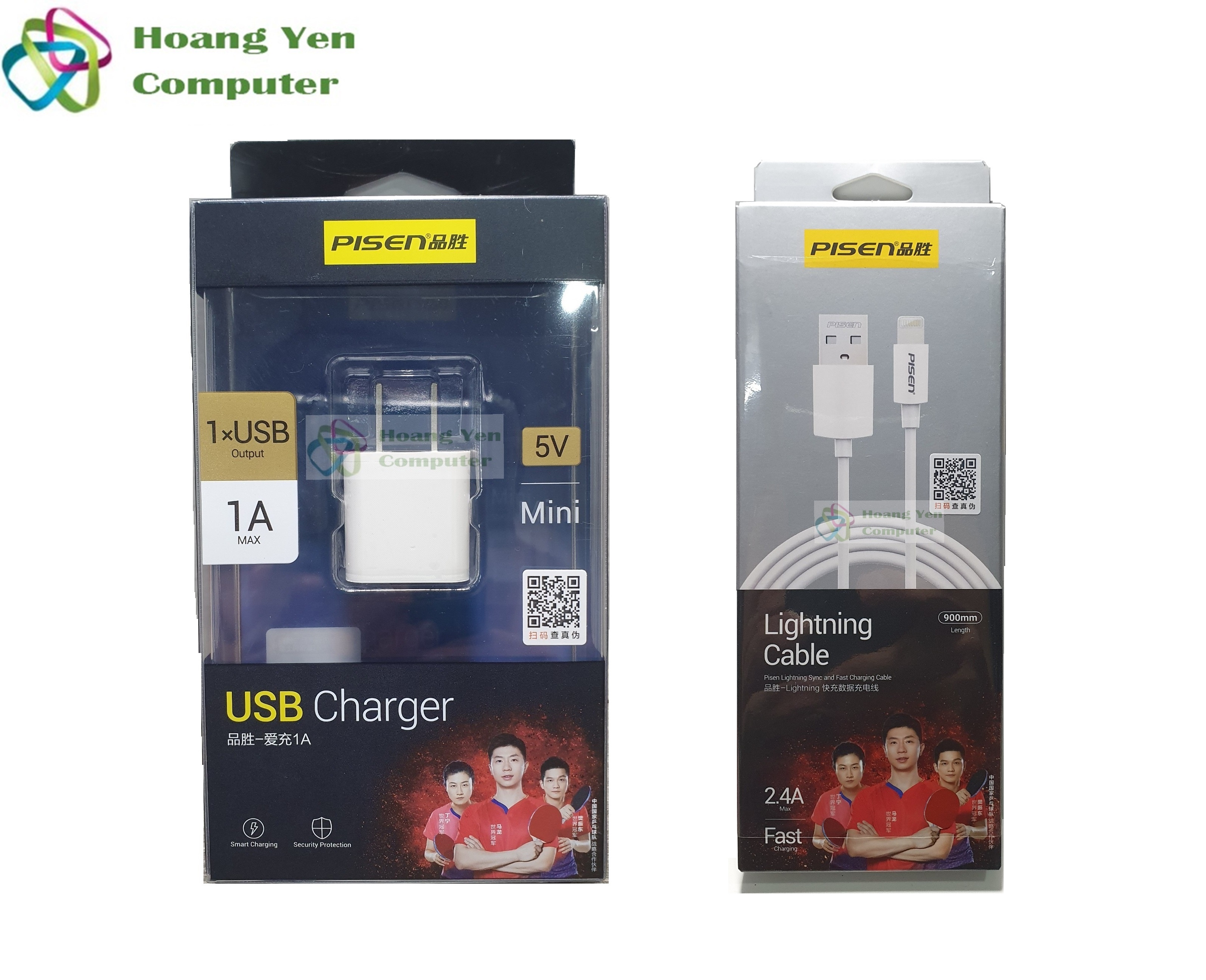 Combo cốc và cáp sạc pisen cho iphone 5 6 7 - bh 6 tháng - hoàng yến computer