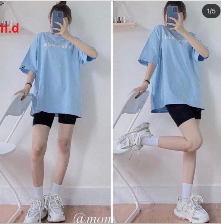 Sét bộ đồ áo mon + quần đùi legging dáng thể thao, cá tính