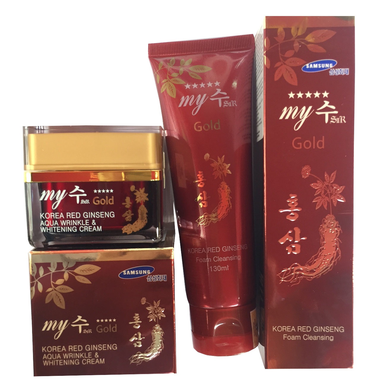 Combo sữa rửa mặt và kem dưỡng trắng da hồng sâm Whitening Cream My Gold, kem dưỡng trắng da hồng sâm tổng hợp ngày đêm, sữa rửa mặt hồng sâm, sữa rửa mặt sâm đỏ, PP Sâm Yến Hàn Việt
