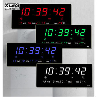XINLANYASHE Đồng hồ điện tử LED phòng khách lịch đồng hồ treo tường hiện đại kỹ thuật số lịch vạn niên lớn đồng hồ đơn giản nhiệt độ kỹ thuật số