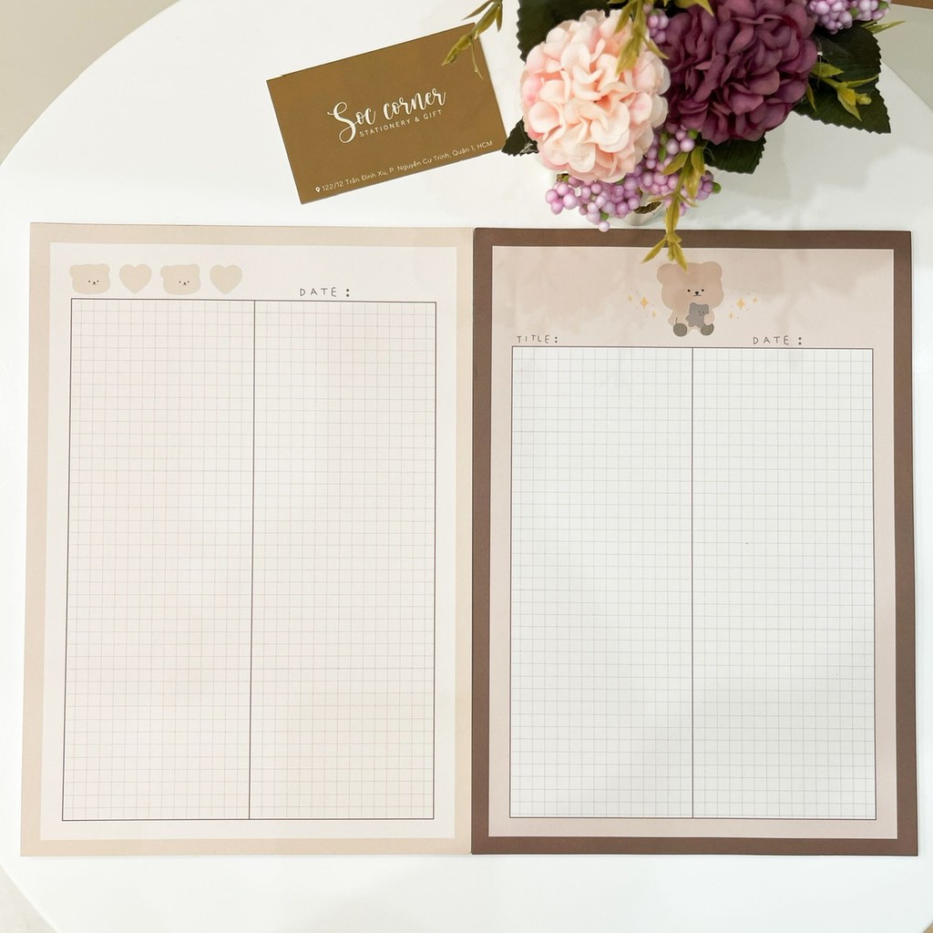 Xấp giấy note / ghi chú size b5 nấu nâu