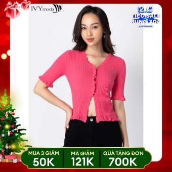 Áo len gân dáng croptop trẻ trung IVY moda MS 77B8029