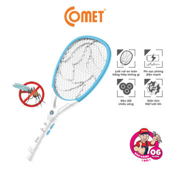 Vợt Muỗi Comet CP045 thiết kế nhỏ gọn, trọng lượng nhẹ và chắc chắn, màu xanh hoặc cam - Hàng Chính Hãng