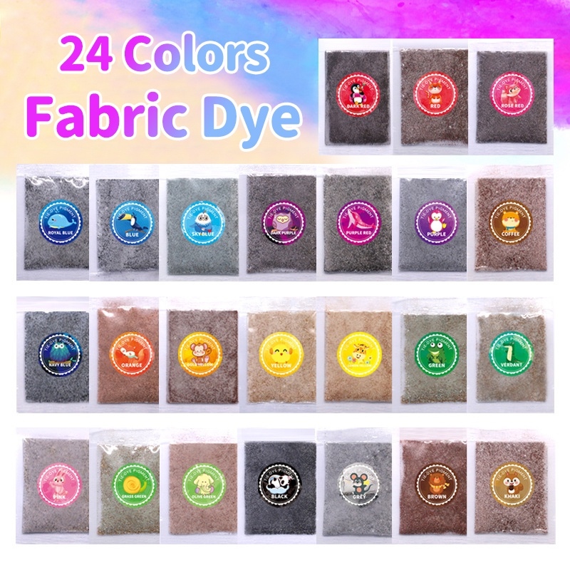 24 Colors 10g Fabric DIY Tie Dye Powder Color Change Free Cooking