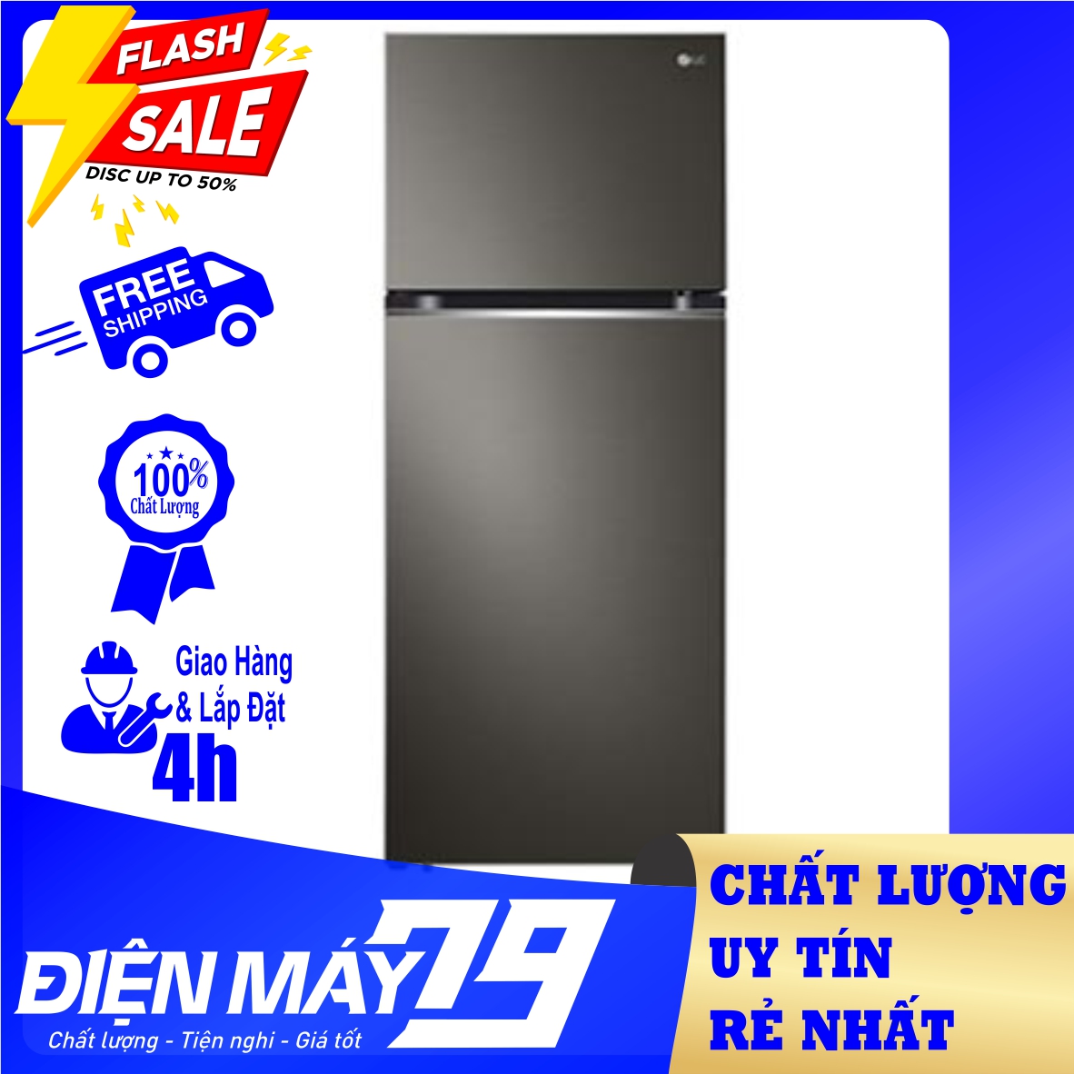 Tủ lạnh LG 394 lít GN-H392BL (Miễn phí giao hàng TPHCM-Ngoại tỉnh tính phí vận chuyển)