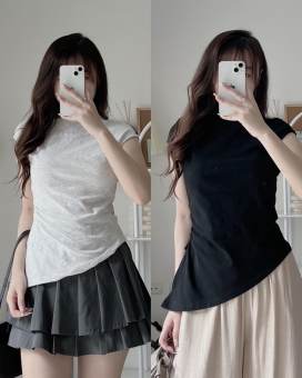 Áo thun vạt chéo Emix triết eo có dây rút eo điều chỉnh - Aothuntrieteo135_P4K14