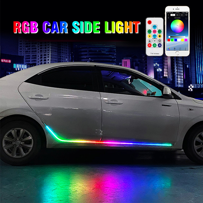 2 Chiếc Dải Đèn Led Gắn Cửa Xe Hơi RGB Đèn Tạo Không Khí Trang Trí Có Ứng Dụng Điều Khiển Từ Xa Nhạc Đèn Chào Mừng Bên Cửa Ô Tô