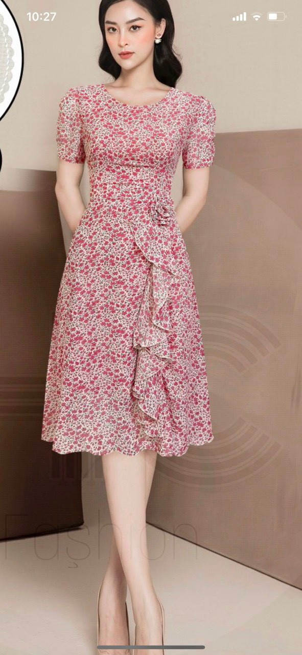 [FREESHIP]Đầm nữ thiết kế tay nhíu,bèo hoa nhí cổ tròn, vải voan chiffon cao cấp siêu xinh xắn đủ size từ 40-70kg