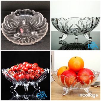 🍊🍋🍌🍍🥭 Dĩa đựng trái cây thủy tinh cao cấp 3 chân thiết kế sang trọng tao nhã phù hợp nhiều không gian