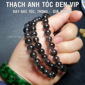 Chuỗi Vòng Thạch Anh Tóc Đen VIP 5A, Tóc Dày, Chất Đá Trong, Size Hạt 6 - 8mm - Phong Thủy Thành Đô