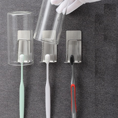 Giá Treo Bàn Chải Đánh Răng 2 trong 1 Không Gỉ, Móc Inox Để Bàn Chải Đánh Răng Cốc Đánh Răng, Đồ Dùng Nhà Tắm Thông Minh