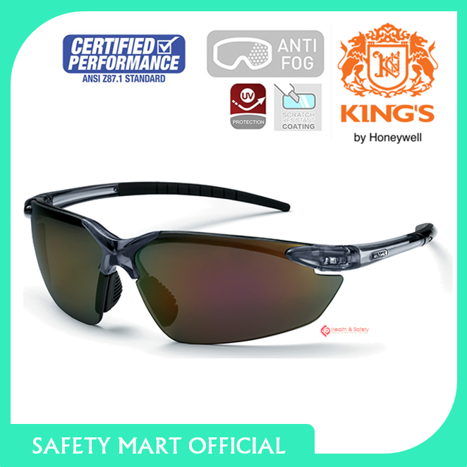 Kính bảo hộ thời trang Kings KY717 tráng bạc, chống xước, chống đọng sương, chống bụi bảo vệ mắt cao cấp - Hàng Chính Hãng Safety Mart Official