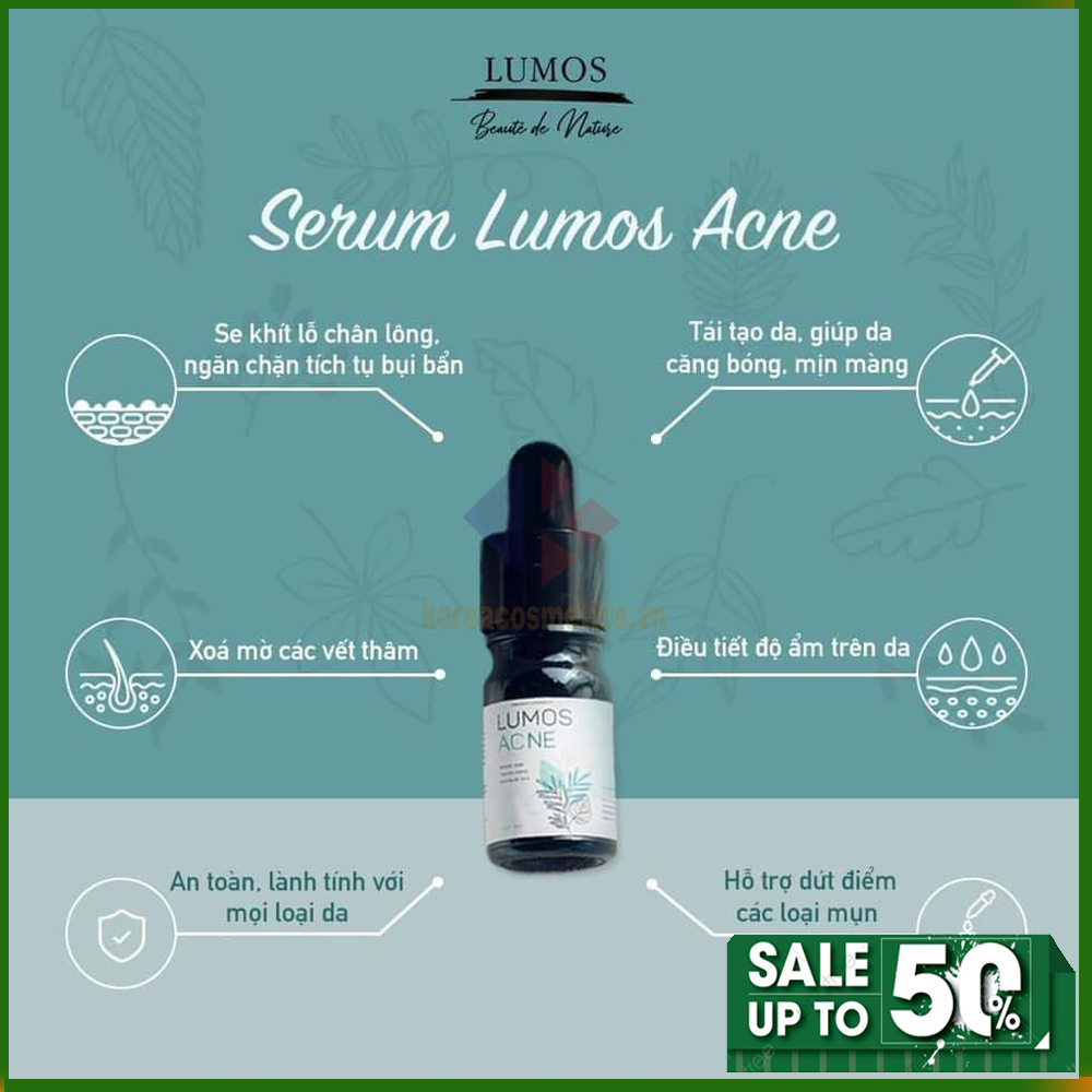 Serum Ngừa Mụn - Tinh chất ngừa mụn Lumos Acne 5ml, se khít lỗ chân lông, xóa mờ mụn thâm nám, tái tạo giúp da căng bóng hơn.