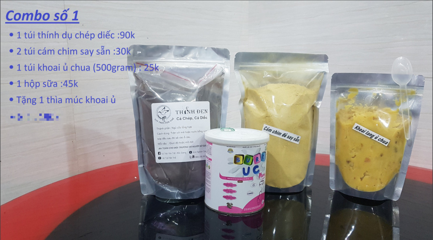 Mồi câu cá chép chép, diếc combo 1 khoai ủ - sữa bột - thính dụ - cám chim đỏ