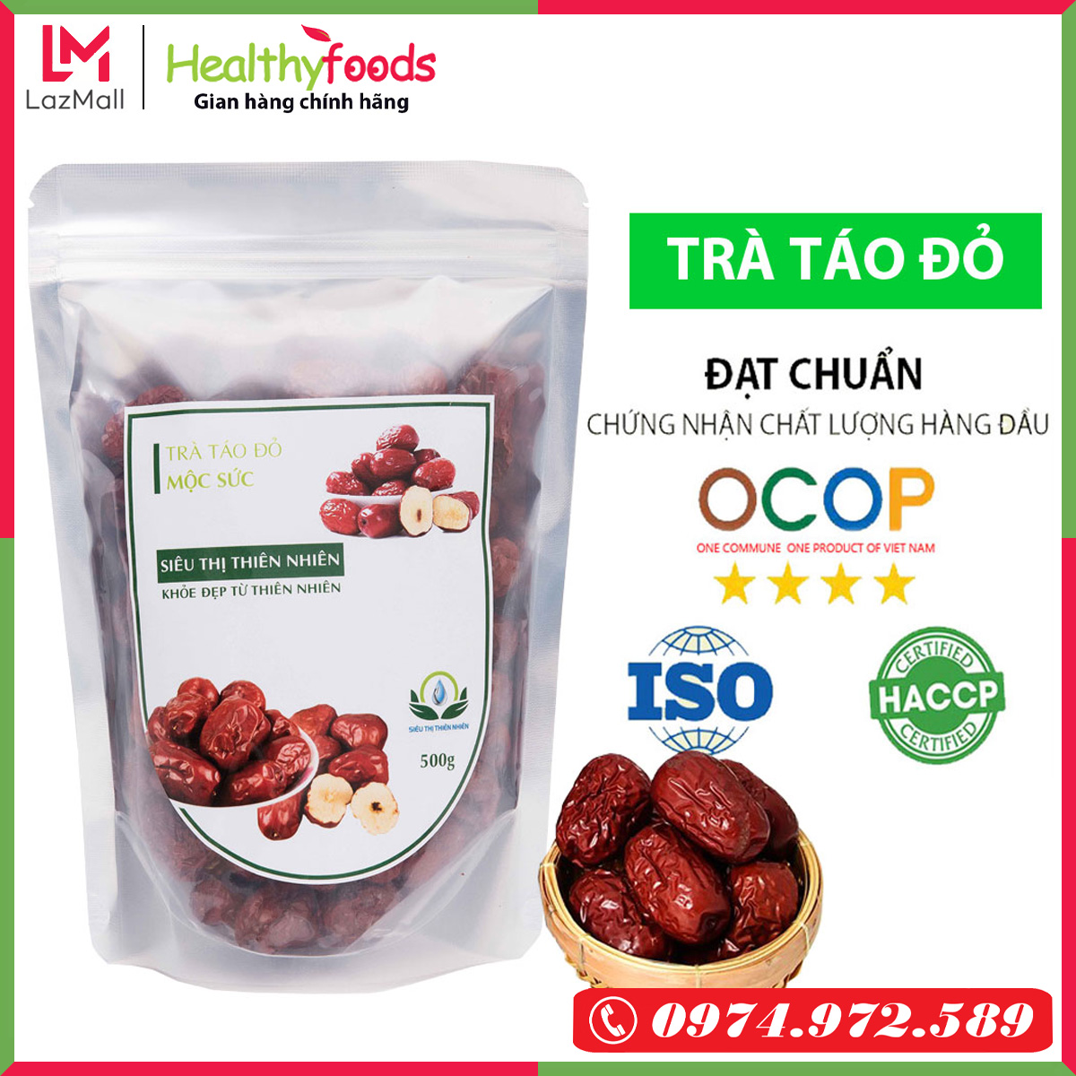 Trà táo đỏ mộc sắc Siêu Thị Thiên 500gr nguyên quả sấy lạnh tinh hoa trà thảo mộc