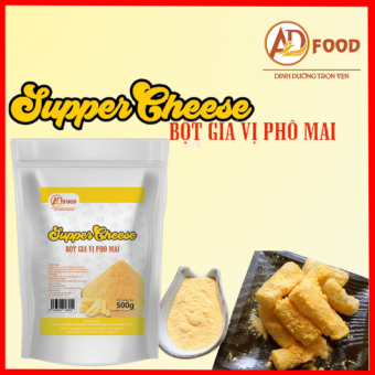 100G Bột phô mai Supper Cheese màu vàng, chuyên dùng cho các món chiên lắc nướng trộn, gà rán lắc phô mai, khoai tây lắc