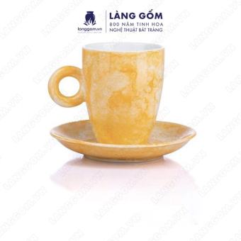 Cốc gốm sứ dáng Latte, họa tiết vân đá nhiều màu, gốm sứ Bát Tràng cao cấp, dùng uống nước, trà, cà phê, dung tích 330ml, chất liệu an toàn cho sức khỏe người dùng - Làng Gốm