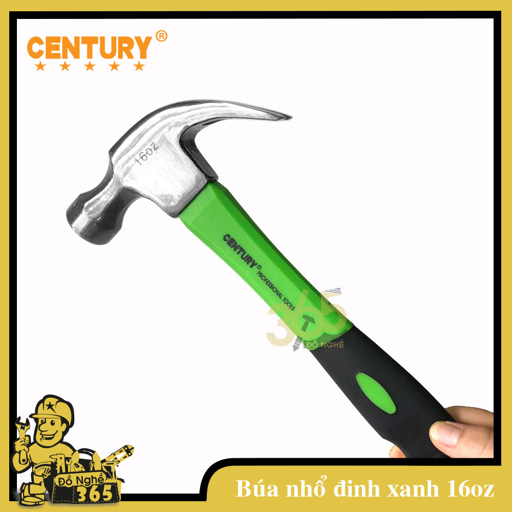 Búa nhổ đinh CENTURY 16OZ cán nhựa xanh -, búa chuyên đóng và nhỗ đinh nạy đinh dùng cho các công trình xây dựng, trong gia đình